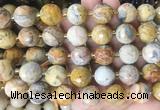 LSBS22 15 inches 16mm faceted round yellow crazy lace agate beads wholesale