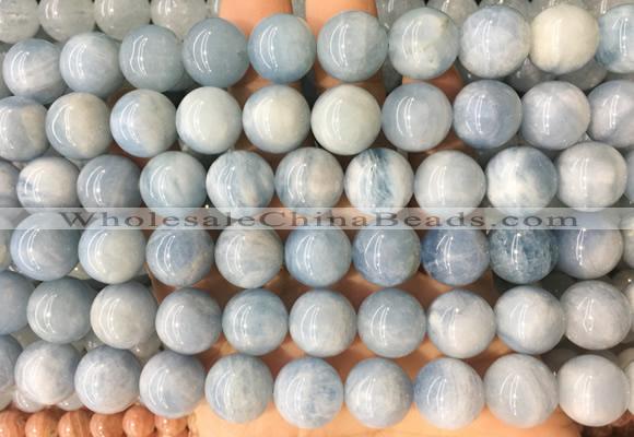 LSBS233 15 inches 14mm round aquamarine gemstone beads wholesale