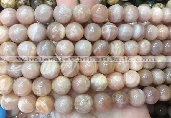 LSBS236 15 inches 14mm round pink sunstone gemstone beads wholesale