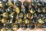 LSBS25 15 inches 16mm faceted round yellow & blue tiger eye beads wholesale