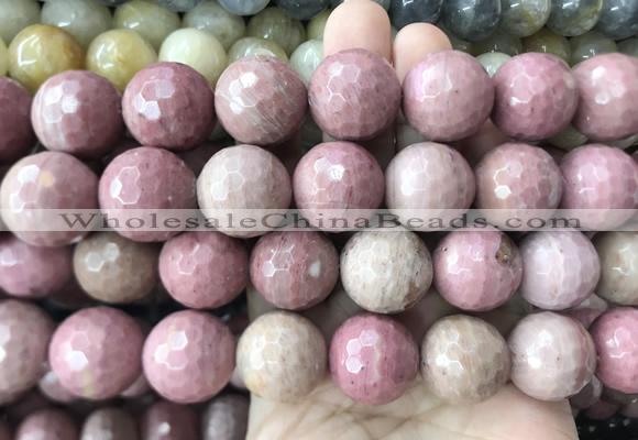 LSBS260 15 inches 20mm faceted round pink wooden jasper beads wholesale