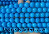 LSBS281 15 inches 14mm round dark blue howlite turquoise gemstone beads wholesale