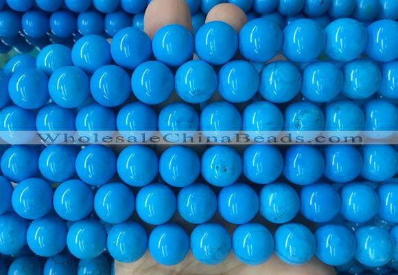 LSBS281 15 inches 14mm round dark blue howlite turquoise gemstone beads wholesale