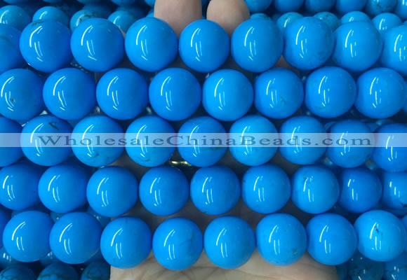 LSBS282 15 inches 16mm round dark blue howlite turquoise gemstone beads wholesale