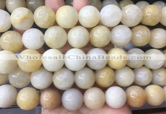 LSBS317 15 inches 18mm round yellow jade gemstone beads wholesale