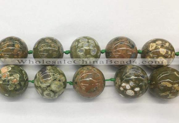 LSBS340 15 inches 30mm round Peacock gemstone beads wholesale