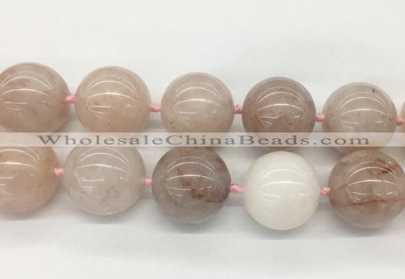 LSBS341 15 inches 30mm round Pink quartz gemstone beads wholesale