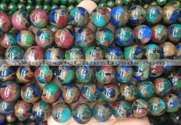 LSBS351 15 inches 14mm round gold color stone beads wholesale
