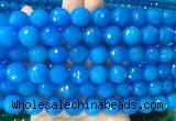 LSBS366 15 inches 14mm faceted round blue agate gemstone beads wholesale
