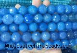 LSBS372 15 inches 16mm faceted round blue agate gemstone beads wholesale