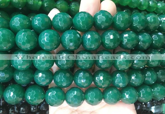 LSBS373 15 inches 16mm faceted round green agate gemstone beads wholesale