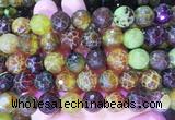 LSBS392 15 inches 14mm faceted round dragon veins agate gemstone beads wholesale