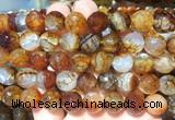 LSBS393 15 inches 14mm faceted round dragon veins agate gemstone beads wholesale