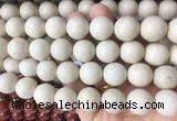LSBS62 15 inches 16mm round white fossil jasper gemstone beads wholesale