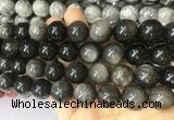 LSBS63 15 inches 16mm round silver obsidian gemstone beads wholesale