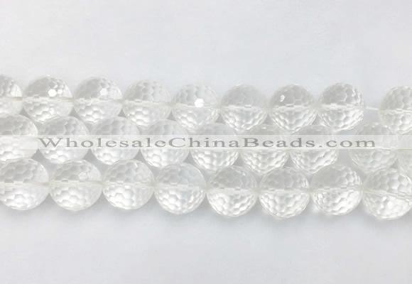 LSBS69 15 inches 16mm faceted round white crystal beads wholesale