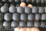 LSBS701 15 inches 20mm round matte black agate gemstone beads wholesale