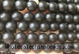 LSBS703 15 inches 16mm round matte black agate gemstone beads wholesale
