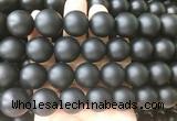 LSBS704 15 inches 18mm round matte black agate gemstone beads wholesale