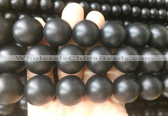 LSBS705 15 inches 20mm round matte black agate gemstone beads wholesale