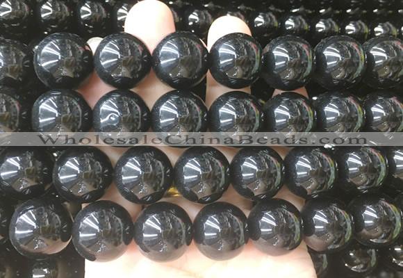 LSBS708 15 inches 18mm round black agate gemstone beads wholesale