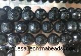 LSBS717 15 inches 20mm faceted round black agate gemstone beads wholesale
