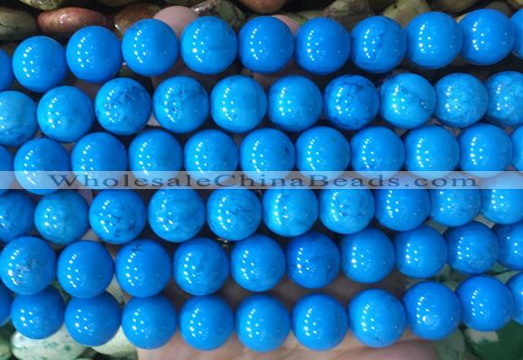 LSBS730 15 inches 14mm round howlite turquoise gemstone beads wholesale