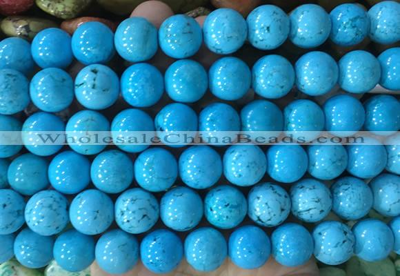 LSBS731 15 inches 14mm round howlite turquoise gemstone beads wholesale