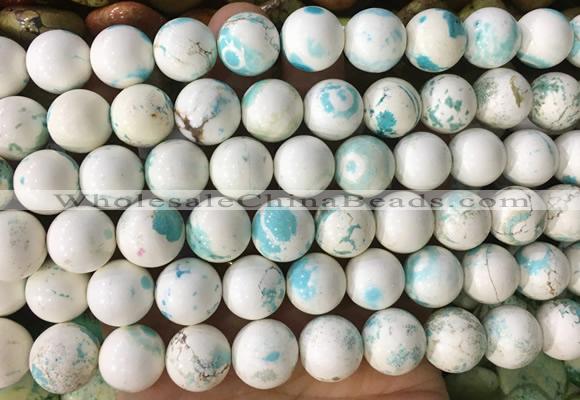 LSBS734 15 inches 14mm round howlite turquoise gemstone beads wholesale