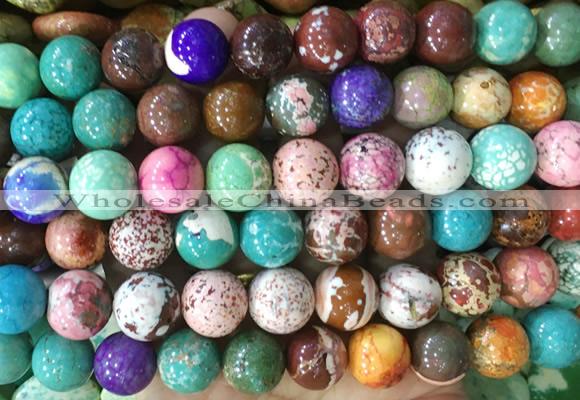 LSBS739 15 inches 14mm round howlite turquoise gemstone beads wholesale