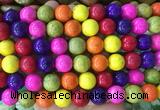 LSBS740 15 inches 14mm round howlite turquoise gemstone beads wholesale