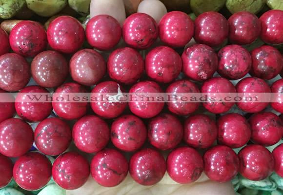 LSBS744 15 inches 16mm round howlite turquoise gemstone beads wholesale