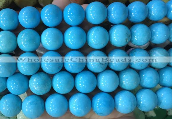 LSBS749 15 inches 16mm round howlite turquoise gemstone beads wholesale