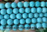 LSBS750 15 inches 16mm round howlite turquoise gemstone beads wholesale