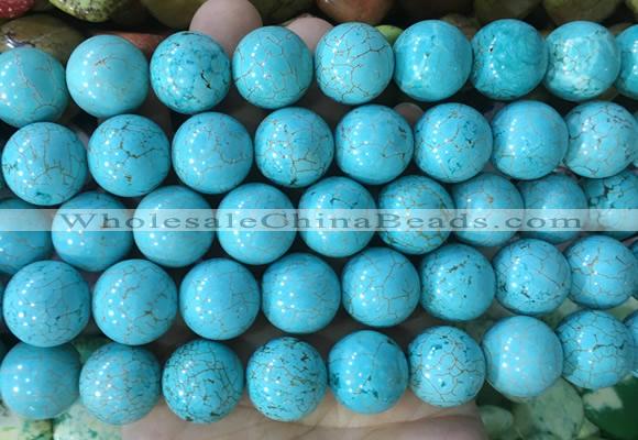 LSBS750 15 inches 16mm round howlite turquoise gemstone beads wholesale