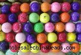 LSBS759 15 inches 16mm round howlite turquoise gemstone beads wholesale