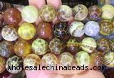 LSBS78 15 inches 18mm round yellow dragon veins agate beads wholesale