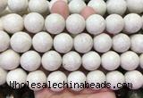 LSBS882 15 inches 18mm round white fossil jasper gemstone beads wholesale