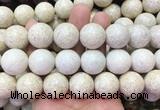 LSBS883 15 inches 20mm round white fossil jasper gemstone beads wholesale