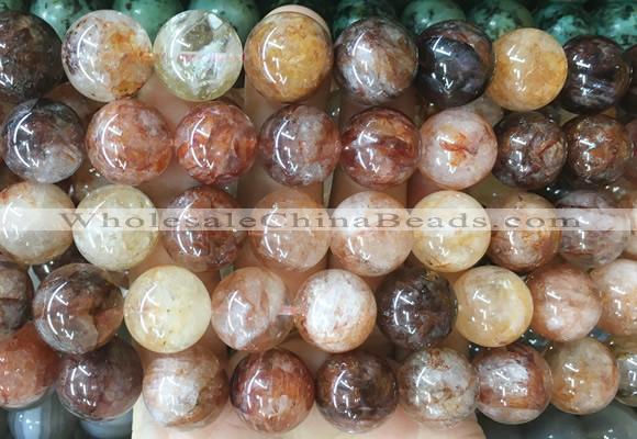 LSBS907 15 inches 16mm round red gum flower crystal gemstone beads wholesale