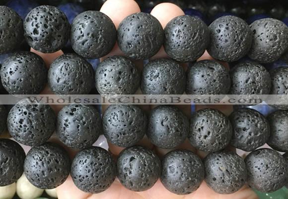 LSBS931 15 inches 20mm round black lava gemstone beads wholesale