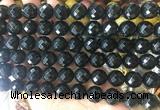 LSBS953 15 inches 14mm faceted round black agate gemstone beads wholesale