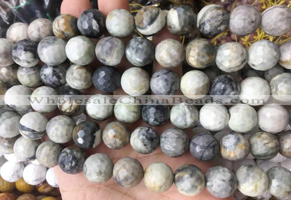 LSBS961 15 inches 14mm faceted round picasso jasper gemstone beads wholesale