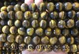LSBS967 15 inches 14mm faceted round yellow tiger eye gemstone beads wholesale