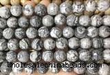 LSBS969 15 inches 14mm faceted round grey picture jasper gemstone beads wholesale