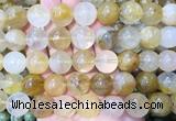 LSBS97 15 inches 16mm round yellow gum flower crystal beads wholesale