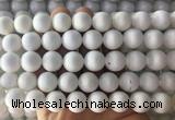 LSBS996 15 inches 14mm round white agate gemstone beads wholesale