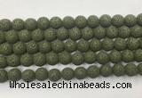 LVBS07 6mm, 8mm, 10mm, 12mm, 14mm, 16mm, 18mm & 20mm round dark green lava beads