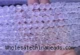 NCBS05 15 inches 8mm carved rose flower white crystal beads wholesale