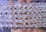 NCBS07 15 inches 12mm carved rose flower white crystal beads wholesale